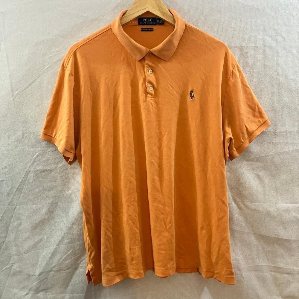 Polo Ralph Lauren Mens XXL Custom Slim Fit Orange Short Sleeve Cotton Polo Shirt